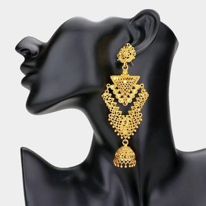 Indian ethnic traditional chandbali jhumka dangle statement earrings